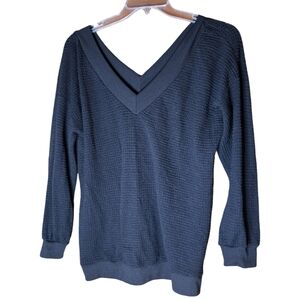 Adreamly Black Textured V-Neck Sweater XL